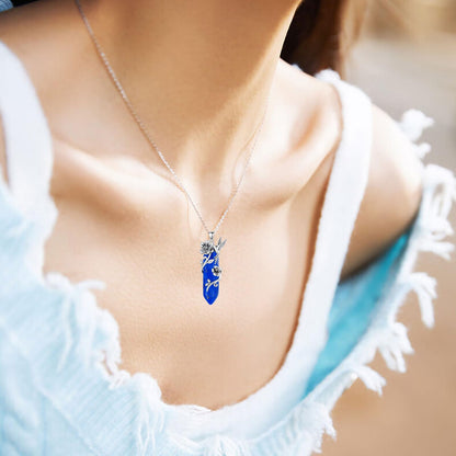 Hummingbird Necklace for Women 925 Sterling Silver Hexagonal Birthstone Gemstone Cute Bird Pendant for Girlfriends Jewelry for Her