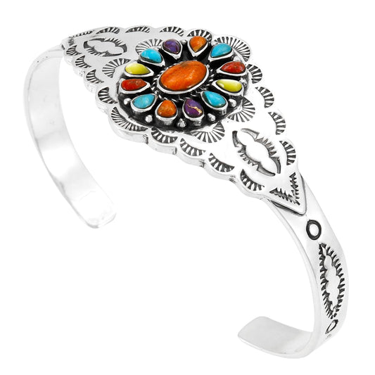 Turquoise Bracelet Sterling Silver 925 Genuine Gemstones Cuff Bracelet