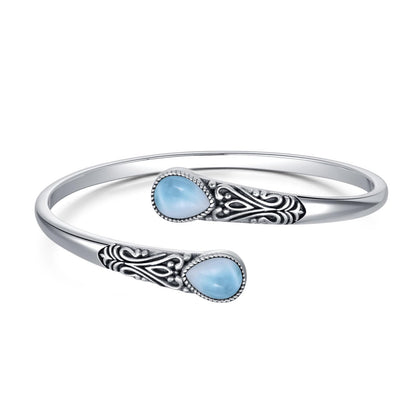 925 Sterling Silver Genuine Gemstone Bracelet for Women Men Handmade Adjustable Boho Navajo Style Bangle Cuff Natural Stone Jewelry Gift