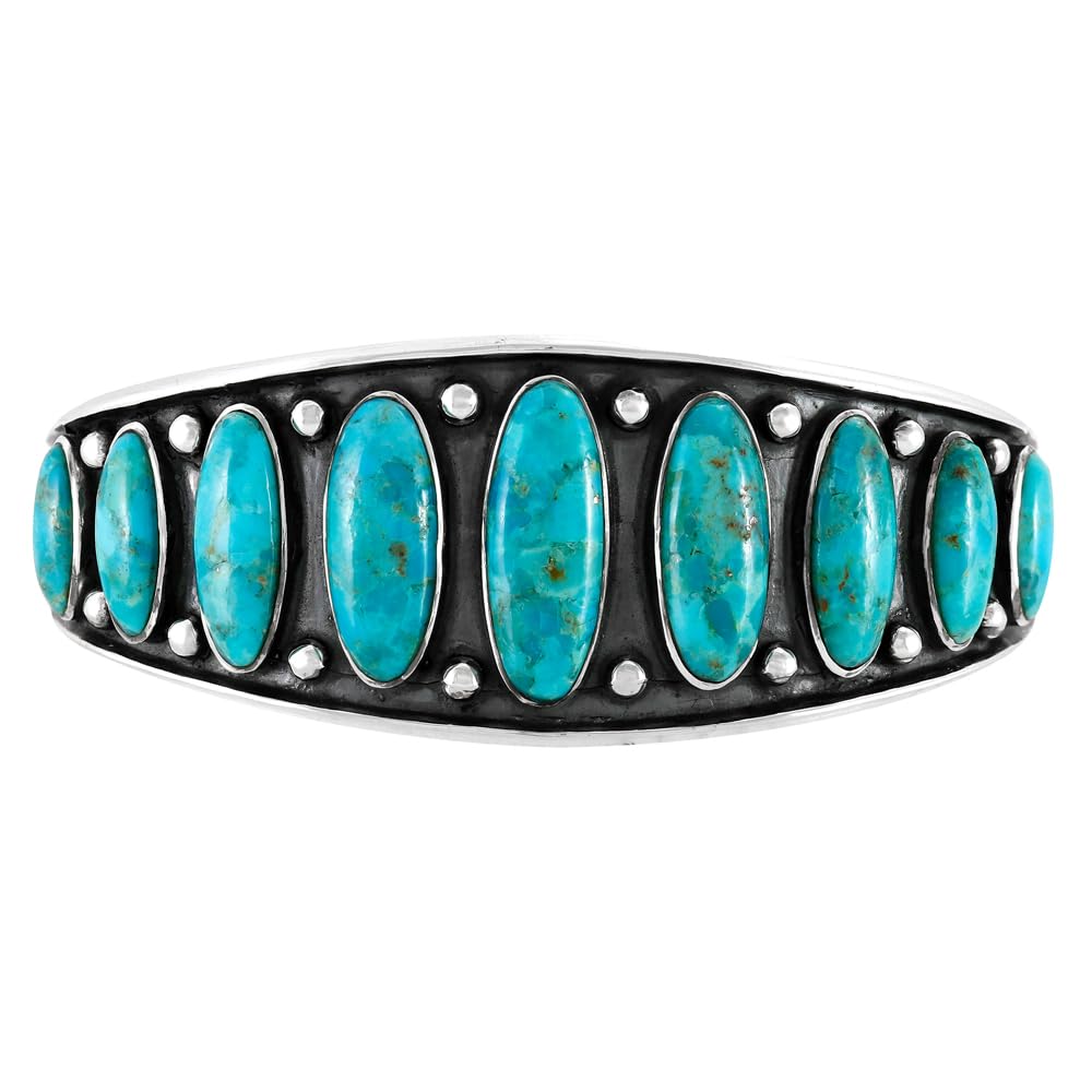 Turquoise Bracelet Sterling Silver 925 Genuine Gemstones Cuff Bracelet