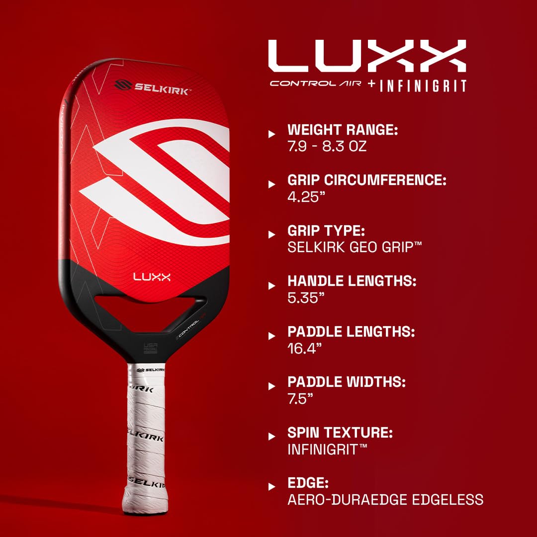 Selkirk Sport LUXX Control Pickleball Paddles | Carbon Fiber Pickleball Paddle with Polypropylene X7 Core | InfiniGrit Surface Technology