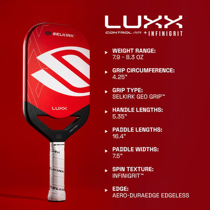 Selkirk Sport LUXX Control Pickleball Paddles | Carbon Fiber Pickleball Paddle with Polypropylene X7 Core | InfiniGrit Surface Technology