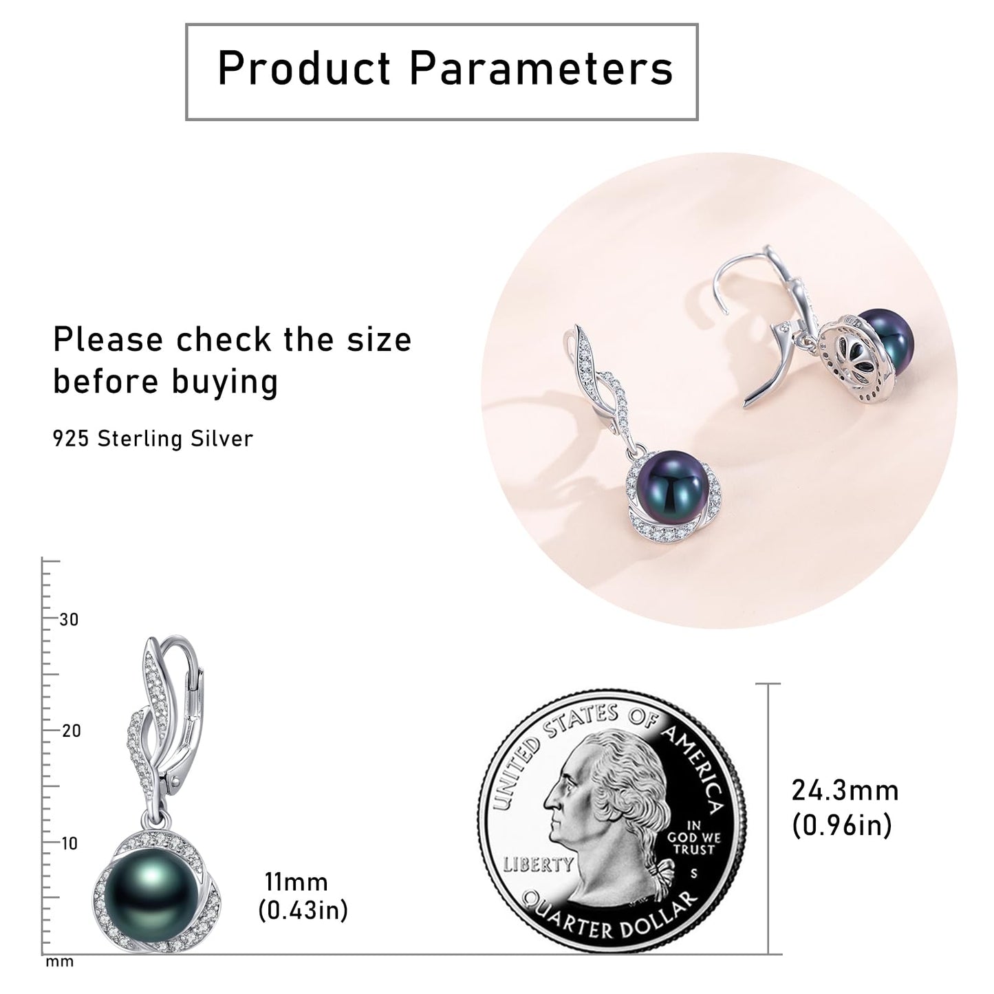 Dangle Earrings 925 Sterling Silver Leverback Earrings Birthday Gift Christmas Sterling Silver Jewelry for Women