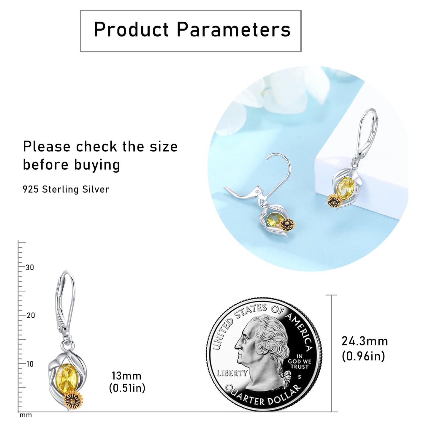 Dangle Earrings 925 Sterling Silver Leverback Earrings Birthday Gift Christmas Sterling Silver Jewelry for Women