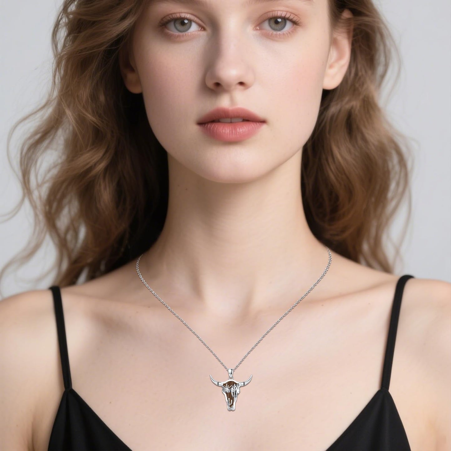 Midir&Etain Western Necklace 925 Sterling Silver Turquoise Pendant Highland Cow/Cow Skull/Hat/Tag/Cactus/Boot Cowgirl Country Jewelry for Women Men