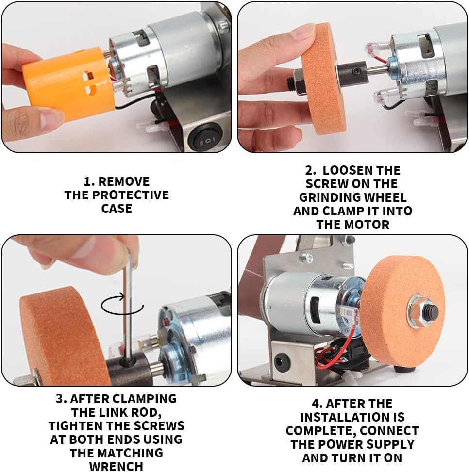 3-In-1 Mini Belt Sander - Adjustable Speed Electric Grinding Sanding Machine, Handcraft System Bench Grinder Polisher Buffer for DIY Craft Wood Stained Glass Jewelry Making (Plus Kit)