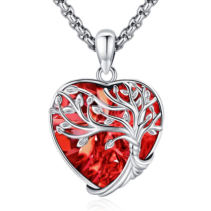 Jewelry Gifts - Tree of Life Necklace Sterling Silver Abalone Shell/Opal/Moonstone/Black Onyx/Turquoise/Malachite/Crystal Family Tree of Life Jewelry for Women Men