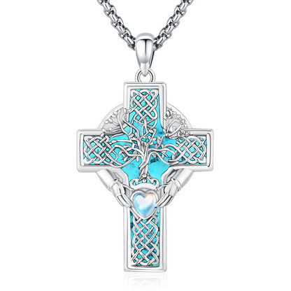 Turquoise Jewelry for Women Men 925 Sterling Silver Pendant Urn Necklaces for Ashes Picture Locket Necklace Thor Hammer Yggdrasil Virgen De Guadalupe St Michael Christopher Judas Witches Knot Necklace