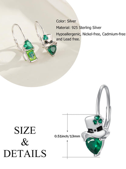 Dangle Earrings 925 Sterling Silver Leverback Earrings Birthday Gift Christmas Sterling Silver Jewelry for Women