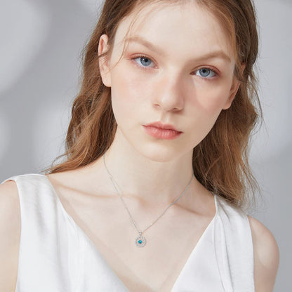 Compass Necklace 925 Sterling Silver Genuine Turquoise Nautical Compass Pendant Dream Graduation Inspirational Jewelry Gifts for Women