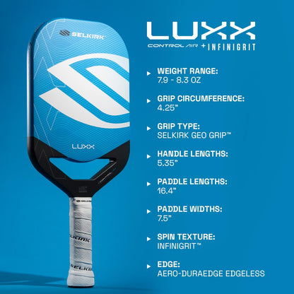 Selkirk Sport LUXX Control Pickleball Paddles | Carbon Fiber Pickleball Paddle with Polypropylene X7 Core | InfiniGrit Surface Technology