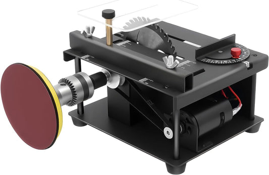 Mini Table Saw, 200w Small Table Saw for Crafts, Portable Mini Desktop Electric Saw for Cutting Grinding, Mini Multi-functional Table Saw for Wood PCB Plastic Acrylic, Speed & Angle Adjustable