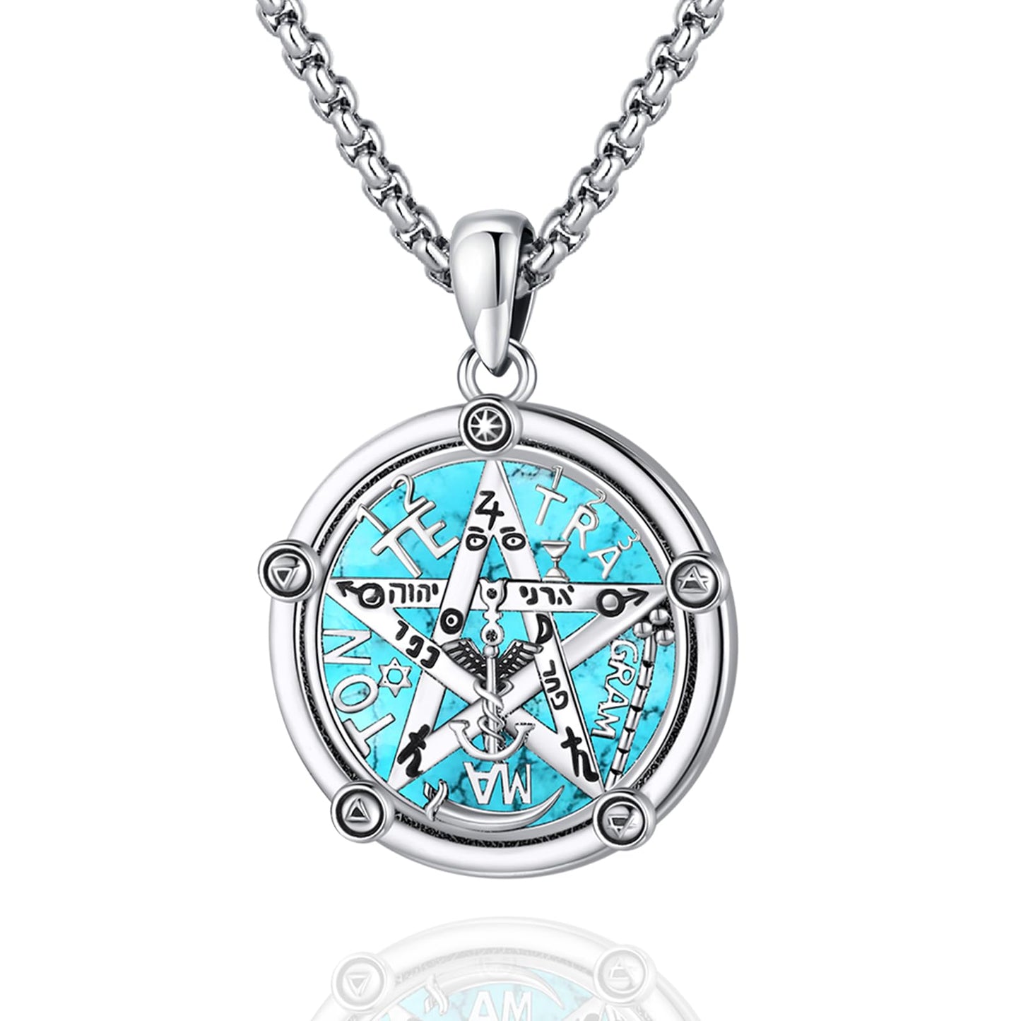 Turquoise Jewelry for Women Men 925 Sterling Silver Pendant Urn Necklaces for Ashes Picture Locket Necklace Thor Hammer Yggdrasil Virgen De Guadalupe St Michael Christopher Judas Witches Knot Necklace