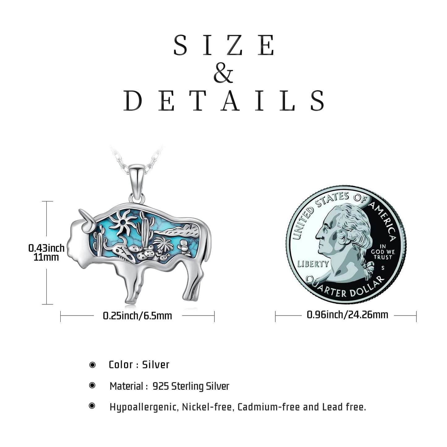 Midir&Etain Western Necklace 925 Sterling Silver Turquoise Pendant Highland Cow/Cow Skull/Hat/Tag/Cactus/Boot Cowgirl Country Jewelry for Women Men