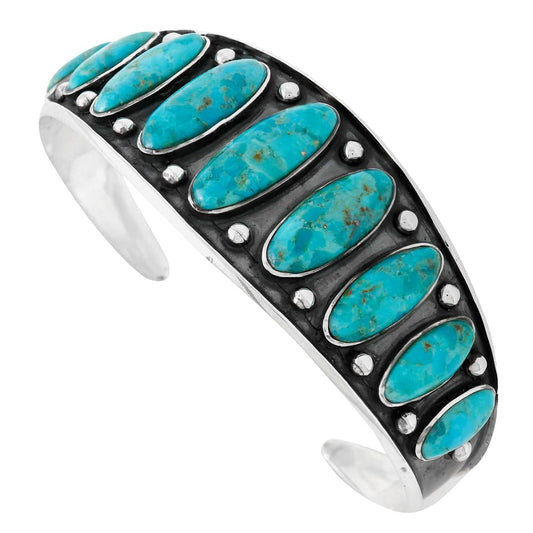 Turquoise Bracelet Sterling Silver 925 Genuine Gemstones Cuff Bracelet