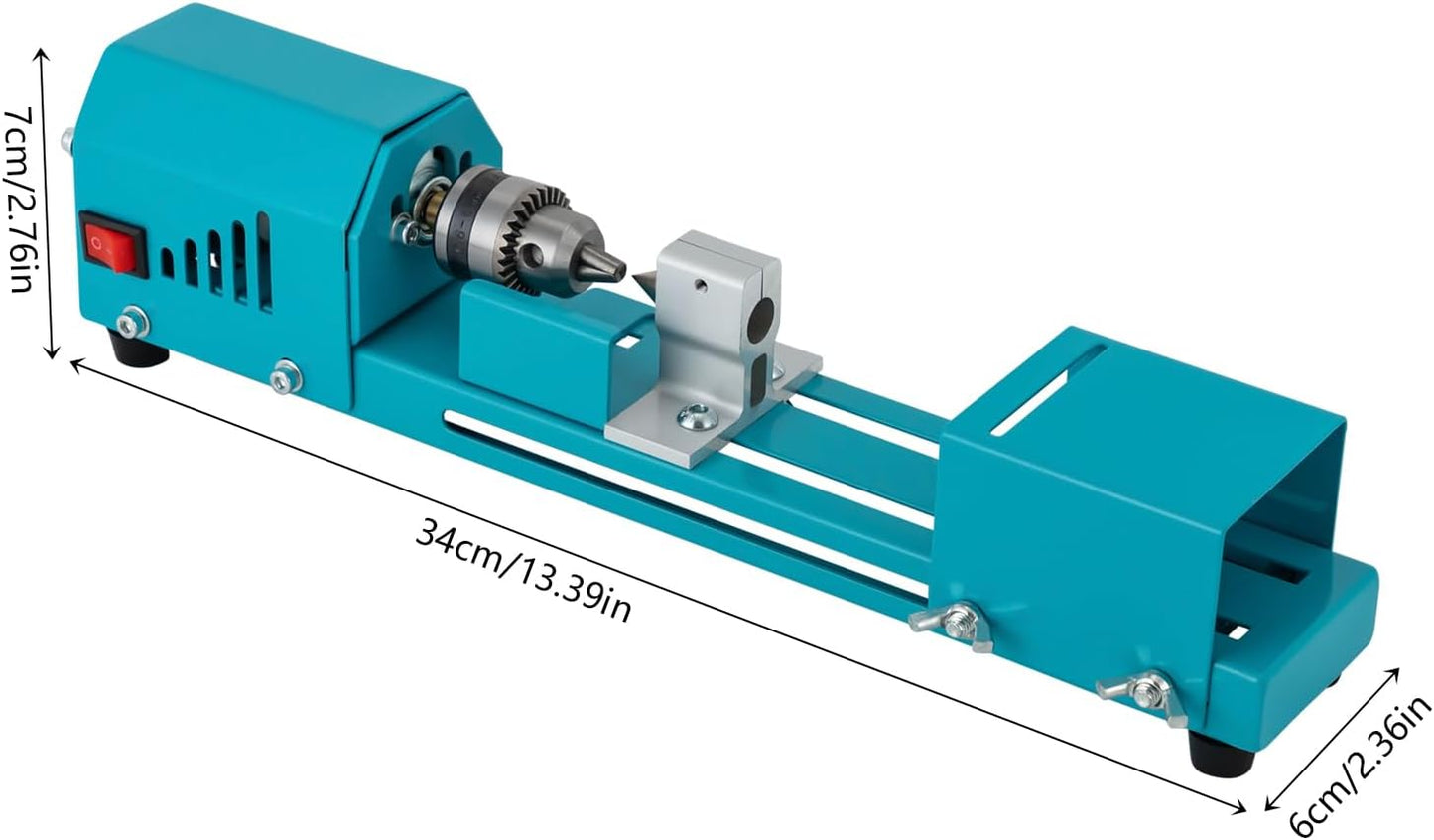 Mini Lathe Machine,Wood Lathe Milling Machine,Multi-Purpose Professional Wood Table Top Lathe Home DIY Grinder Tool for Punching, Engraving, Sanding, Cutting