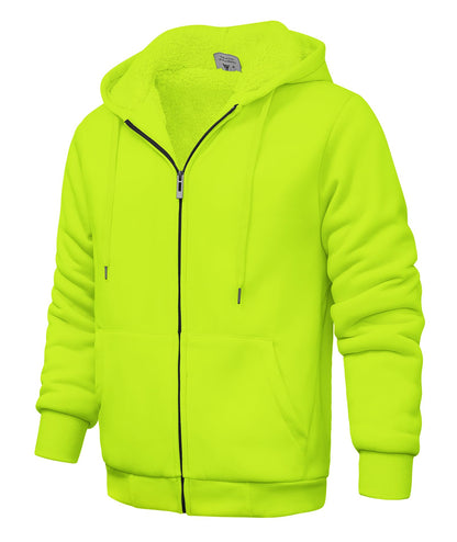 V VALANCH Men Hoodies Zip Up Sherpa Lined Sweatshirts Heavyweight Thick Warm Fleece Winter Jacket