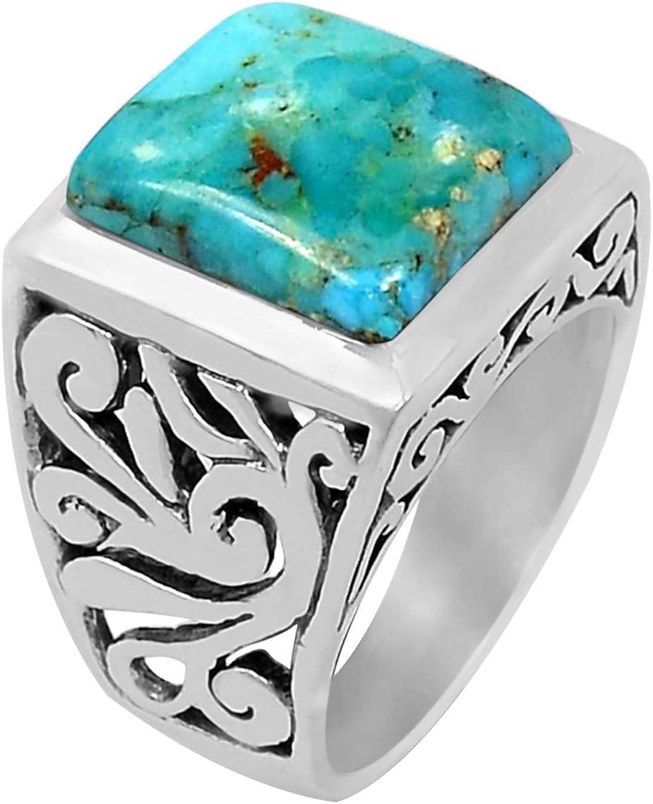 Blue Mohave Turquoise 925 Sterling Silver Men's Ring Size 8.75, 9, 10