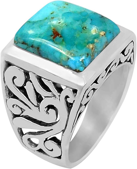 Blue Mohave Turquoise 925 Sterling Silver Men's Ring Size 8.75, 9, 10