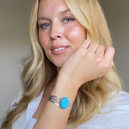 Turquoise Bracelet Sterling Silver 925 Genuine Gemstones