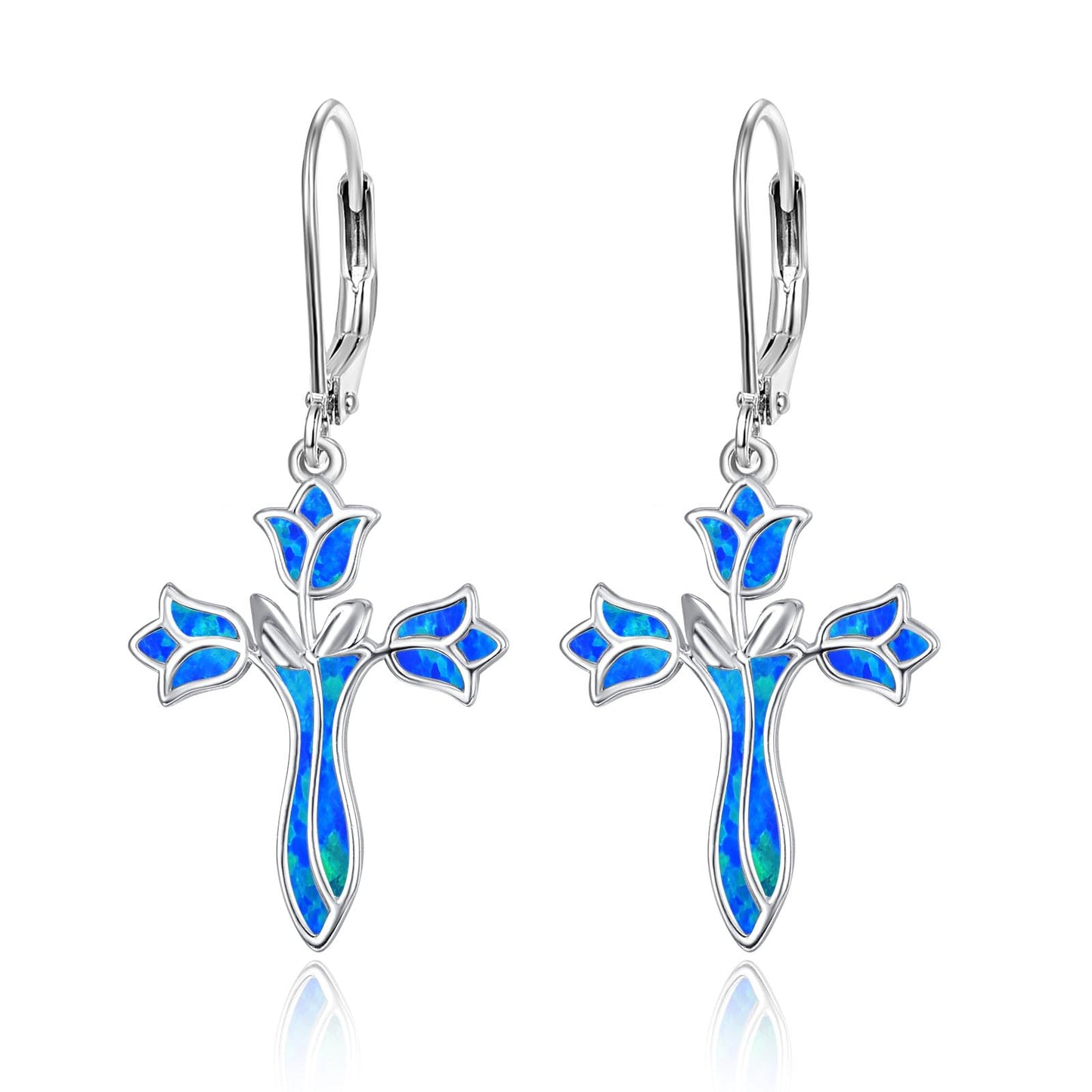 Dreamboat Sterling Silver Cross Earrings for Women Lever Back Dangle Earrings Faith Christian Confirmation Religious Jewelry for Mom