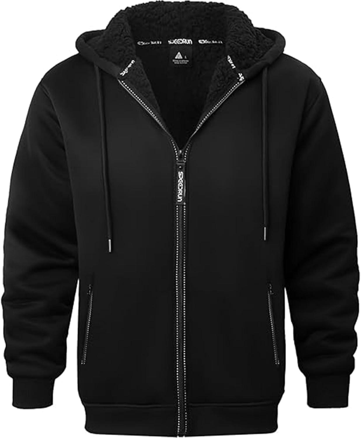 V VALANCH Men Hoodies Zip Up Sherpa Lined Sweatshirts Heavyweight Thick Warm Fleece Winter Jacket