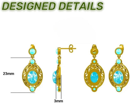 Genuine Turquoise Dangle Vintage Earrings, Sterling Silver Boho Native American Western Jewelry for Women