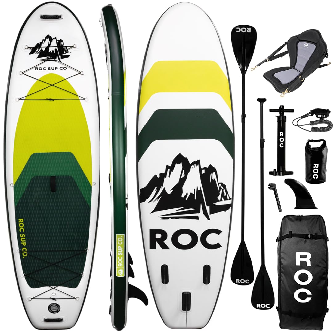 Roc Inflatable Stand Up Paddle Board 10' 6" with Premium SUP Paddle Board Accessories, Wide Stable Design, Non-Slip Comfort Deck for Youth & Adults
