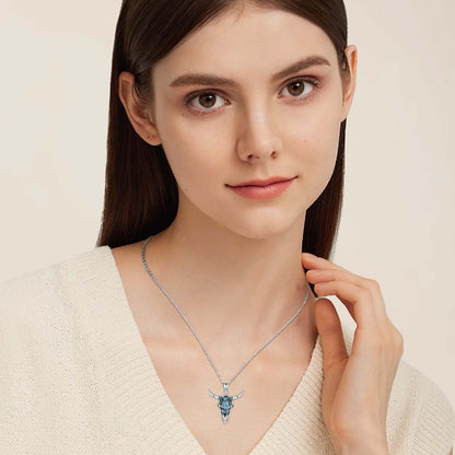 Midir&Etain Western Necklace 925 Sterling Silver Turquoise Pendant Highland Cow/Cow Skull/Hat/Tag/Cactus/Boot Cowgirl Country Jewelry for Women Men