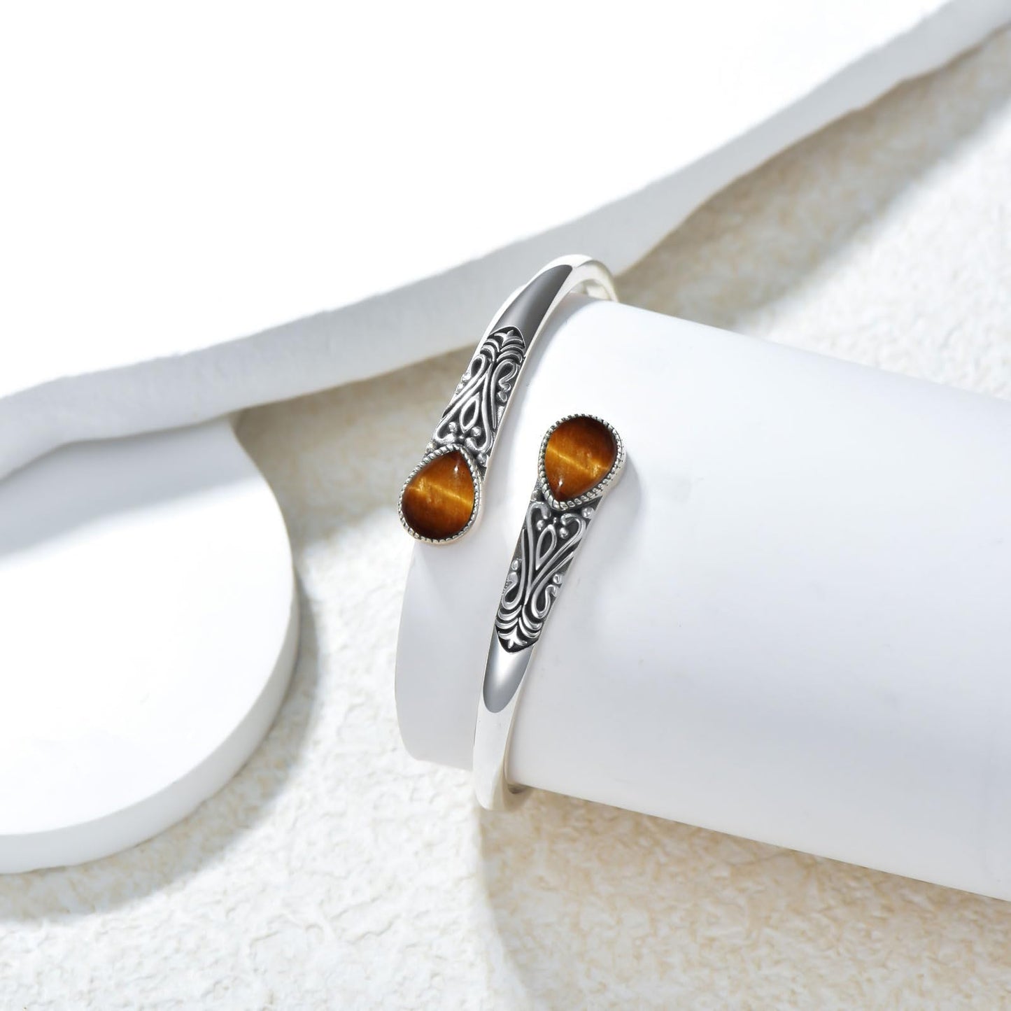 925 Sterling Silver Genuine Gemstone Bracelet for Women Men Handmade Adjustable Boho Navajo Style Bangle Cuff Natural Stone Jewelry Gift