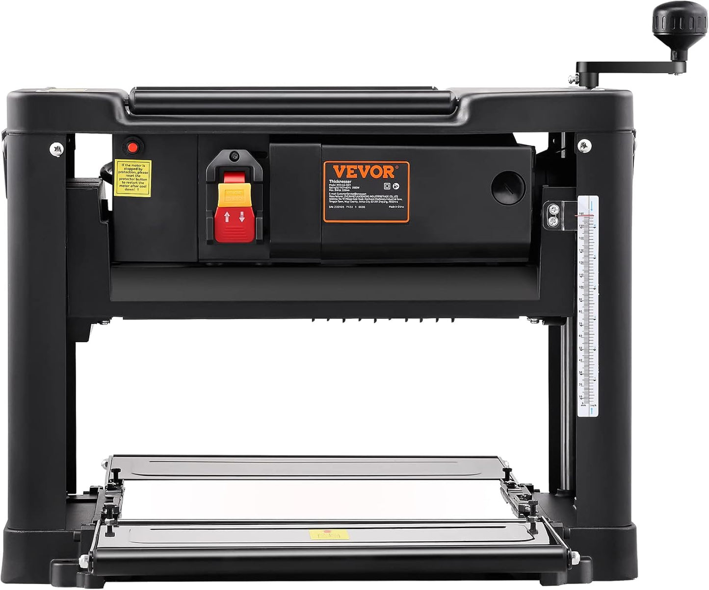 VEVOR Thickness Planer, Two-Blade, 13" Width Worktable Benchtop Planer, 15-Amp 2000W Powerful Motor, 12" Extended Infeeding Table, Low Noise for both hard & soft wood material removal
