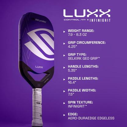 Selkirk Sport LUXX Control Pickleball Paddles | Carbon Fiber Pickleball Paddle with Polypropylene X7 Core | InfiniGrit Surface Technology
