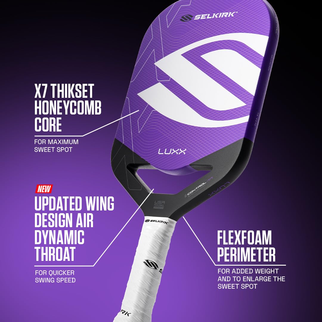 Selkirk Sport LUXX Control Pickleball Paddles | Carbon Fiber Pickleball Paddle with Polypropylene X7 Core | InfiniGrit Surface Technology