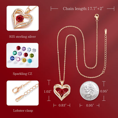 CDE Forever Love Heart Necklaces for Women, Wedding Anniversary, Birthday Mothers Day Christmas Day Gifts for Mom, Mother, Wife, friend, S925 Silver Jewelry with Birthstone Pendant