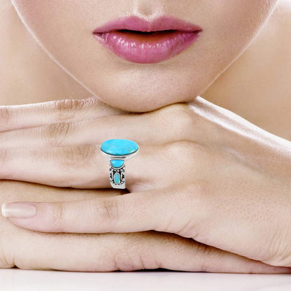 Turquoise Rings Sterling Silver 925 & Genuine Gemstones (SELECT COLOR)