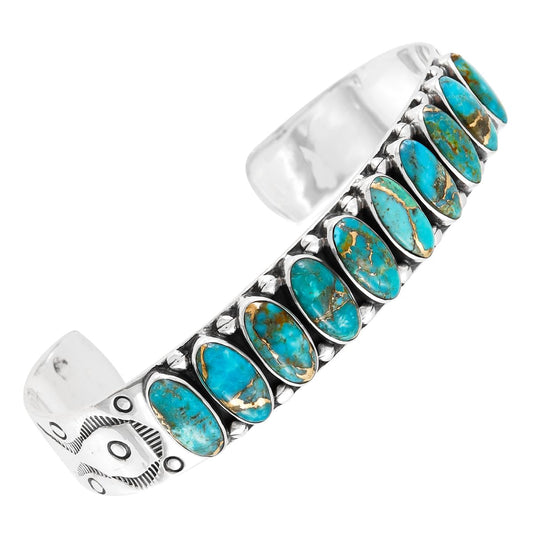Turquoise Bracelet Sterling Silver 925 Genuine Turquoise Cuff Bracelet