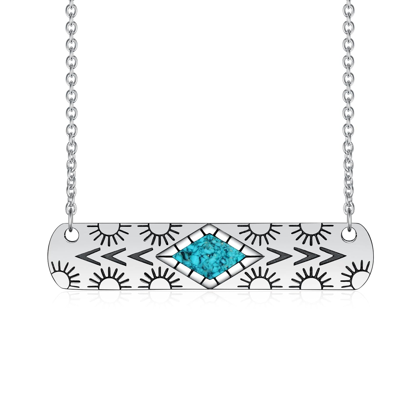 Western Cow Tag/Lightning Bolt/Bar Necklace 925 Sterling Silver Turquoise Necklaces for Women Western Jewelry Gifts for Women