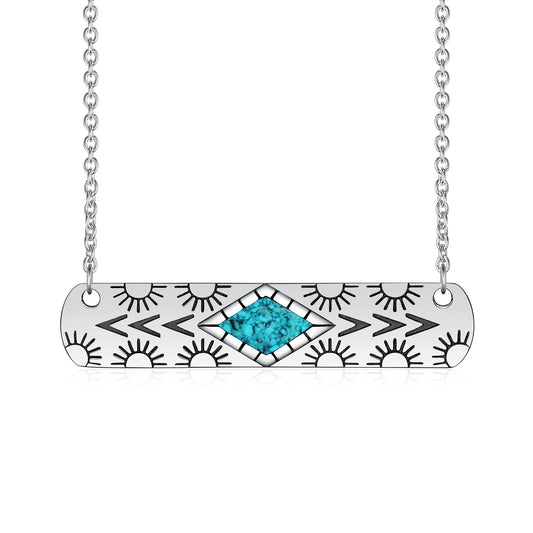 Western Cow Tag/Lightning Bolt/Bar Necklace 925 Sterling Silver Turquoise Necklaces for Women Western Jewelry Gifts for Women