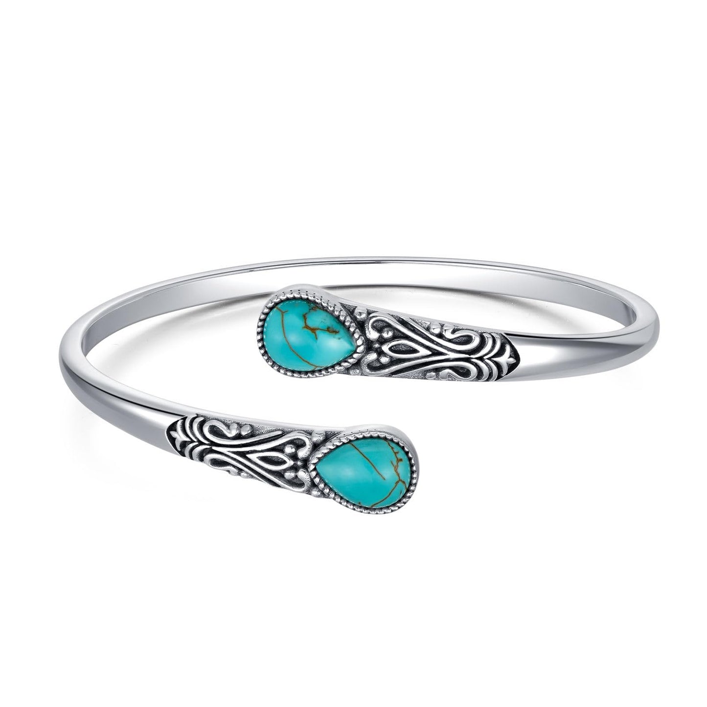 925 Sterling Silver Genuine Gemstone Bracelet for Women Men Handmade Adjustable Boho Navajo Style Bangle Cuff Natural Stone Jewelry Gift