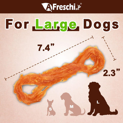 AFreschi Turkey Tendons for Dogs, USA-Sourced, Healthy Dog Treats, Rawhide-Free Puppy Chews, Long Lasting, All Natural, Hypoallergenic Dog Treats for Large Breeds, 1 Count Pack Bone (L)