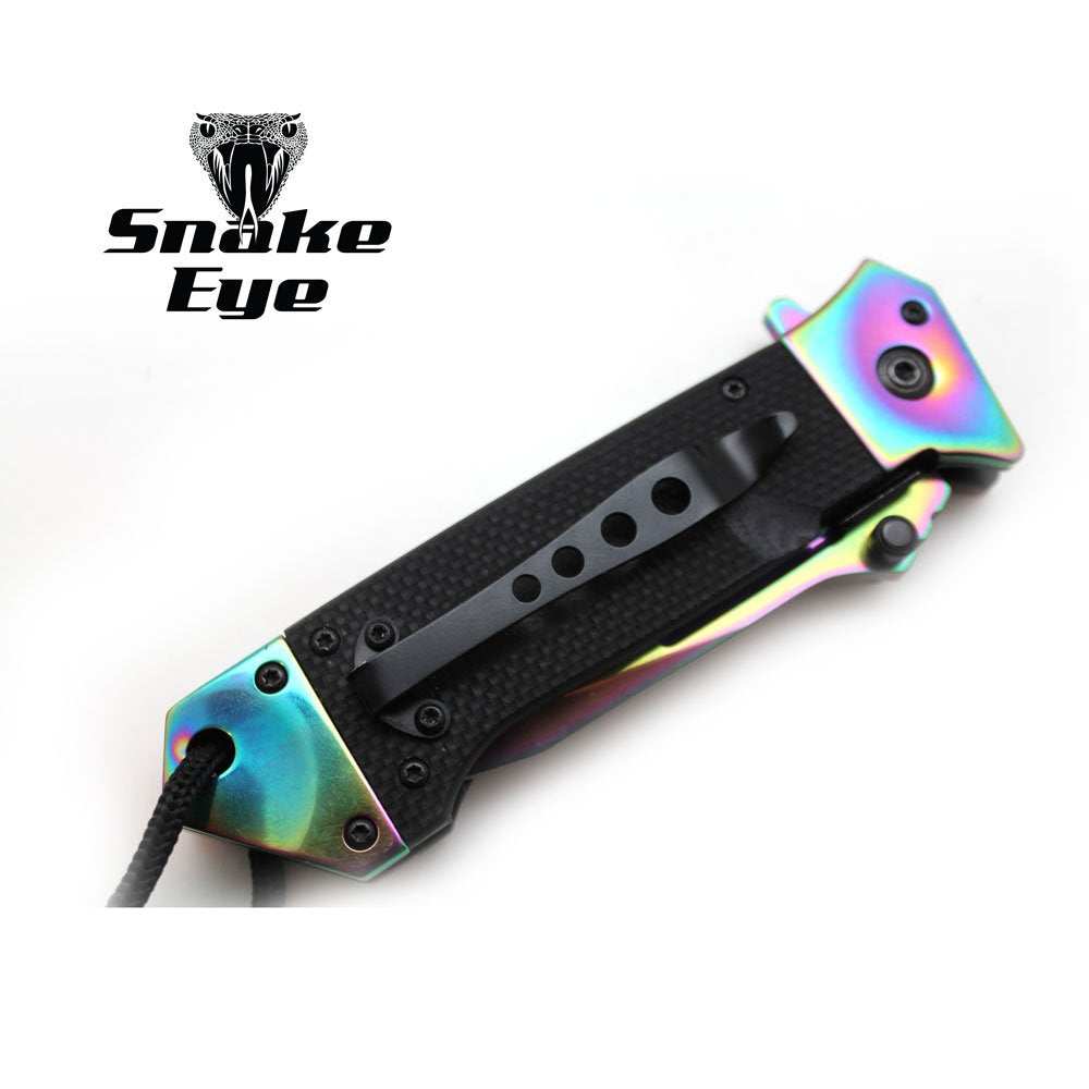 Snake Eye Tactical Rescue Style Every Day Cary Hunting, Camping Folding Pocket-Folding Wood Handle EDC Knife 1019WD