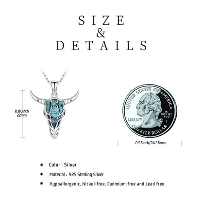 Midir&Etain Western Necklace 925 Sterling Silver Turquoise Pendant Highland Cow/Cow Skull/Hat/Tag/Cactus/Boot Cowgirl Country Jewelry for Women Men