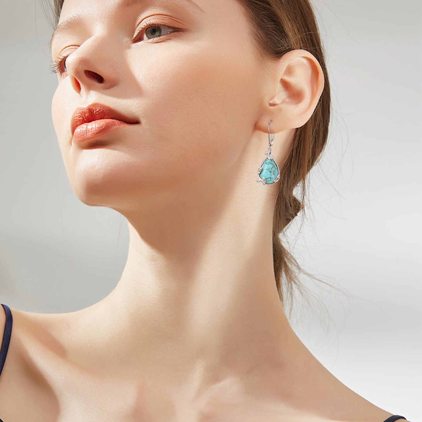 Palpitate Turquoise/Abalone Shell Earrings for Women 925 Sterling Silver Dangle Leverback Earrings Silver Jewelry Christmas Gifts