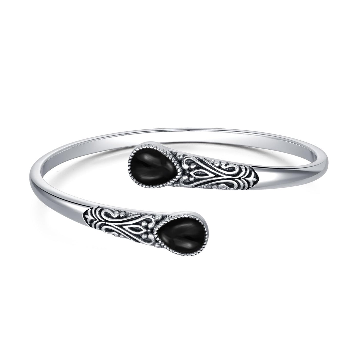 925 Sterling Silver Genuine Gemstone Bracelet for Women Men Handmade Adjustable Boho Navajo Style Bangle Cuff Natural Stone Jewelry Gift