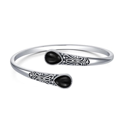 925 Sterling Silver Genuine Gemstone Bracelet for Women Men Handmade Adjustable Boho Navajo Style Bangle Cuff Natural Stone Jewelry Gift