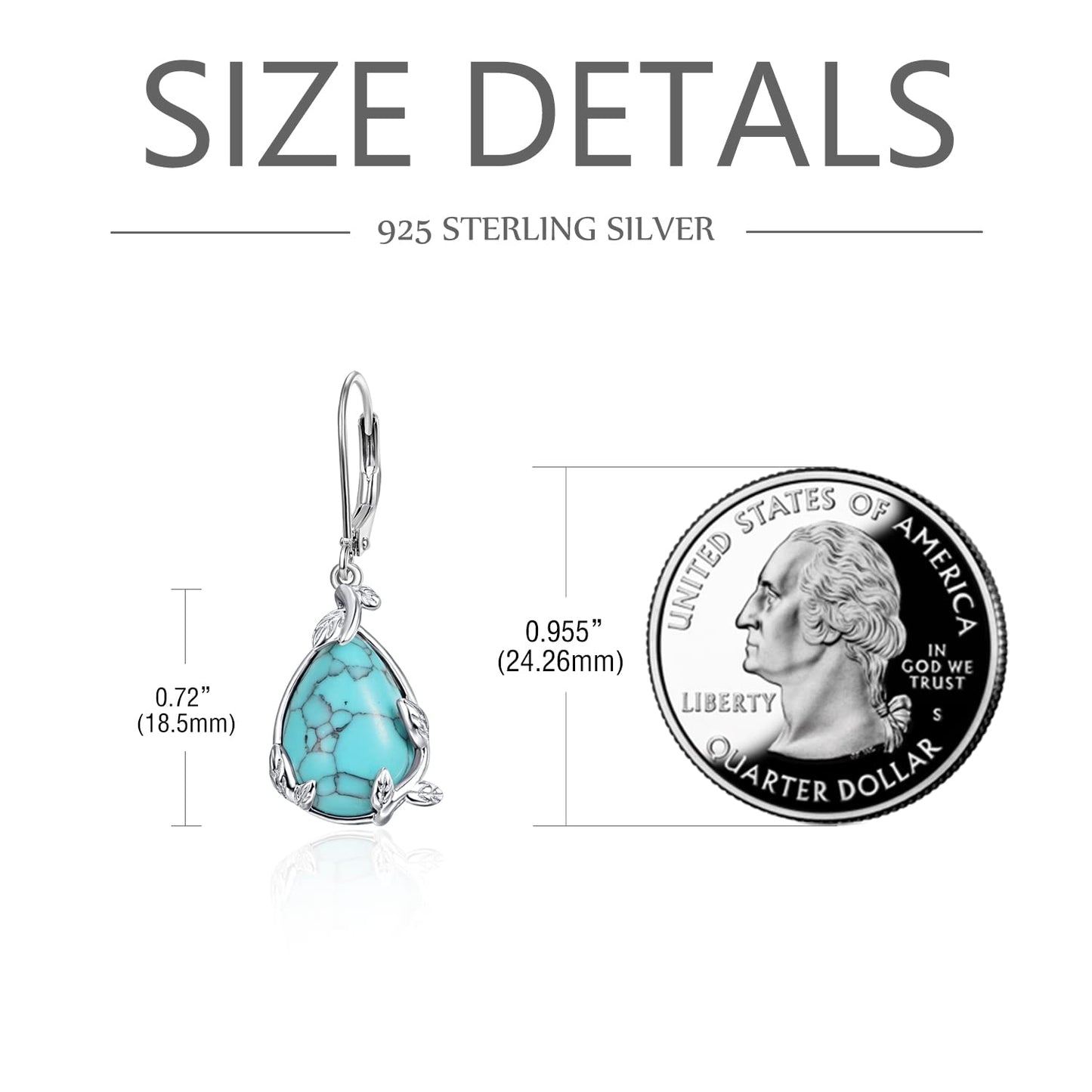 Palpitate Turquoise/Abalone Shell Earrings for Women 925 Sterling Silver Dangle Leverback Earrings Silver Jewelry Christmas Gifts
