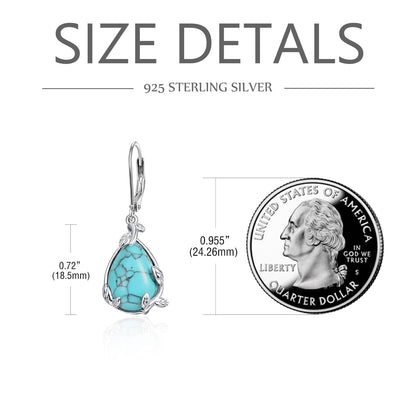 Palpitate Turquoise/Abalone Shell Earrings for Women 925 Sterling Silver Dangle Leverback Earrings Silver Jewelry Christmas Gifts