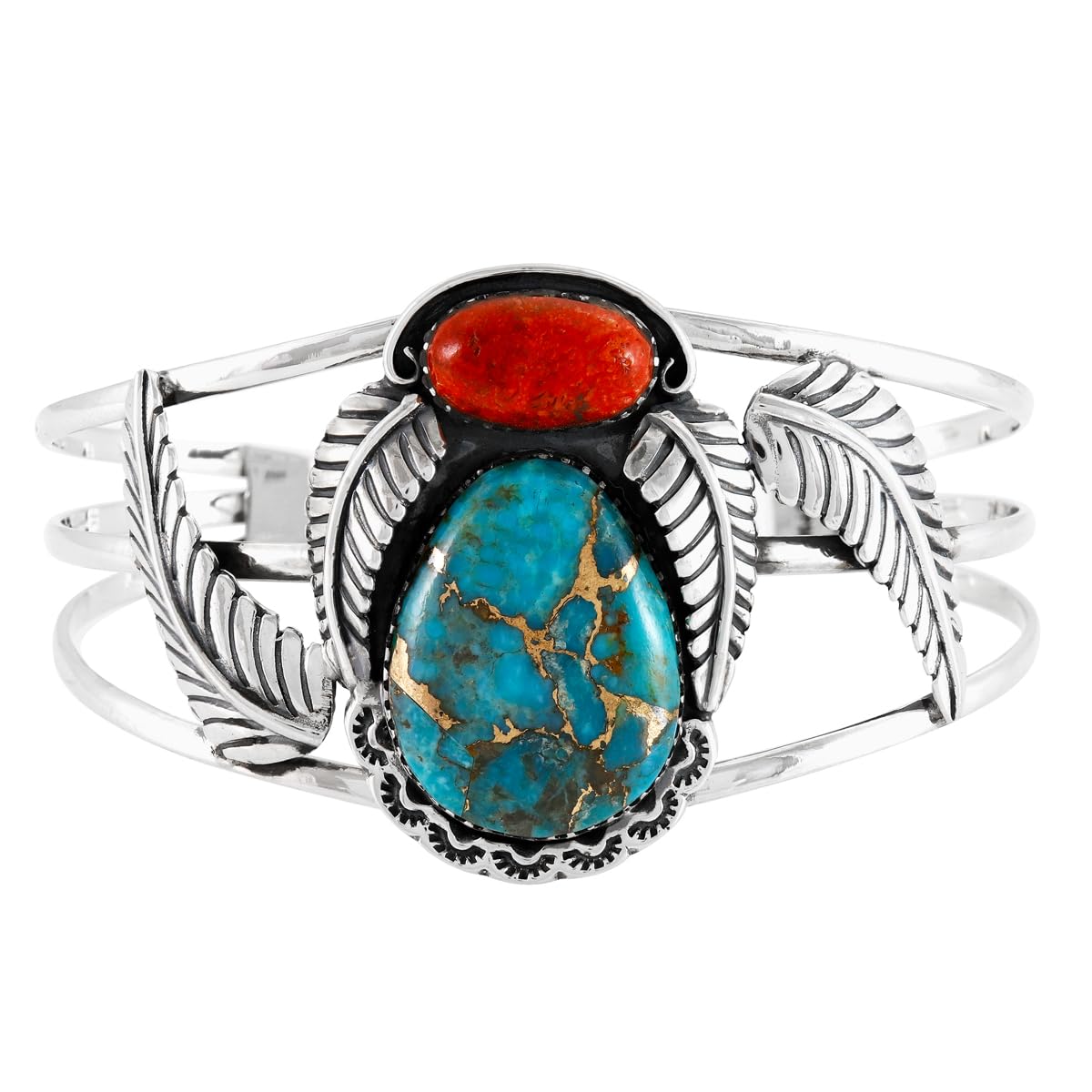 Turquoise Bracelet Sterling Silver 925 Genuine Gemstones Cuff Bracelet