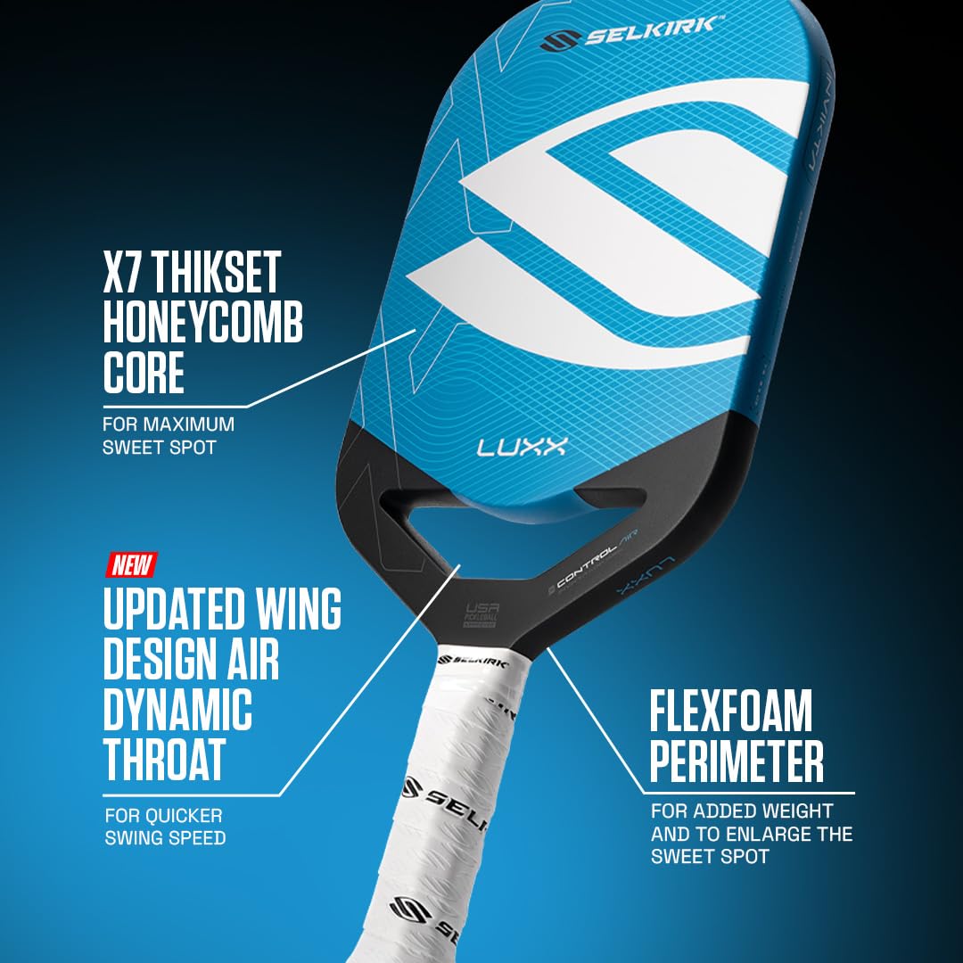 Selkirk Sport LUXX Control Pickleball Paddles | Carbon Fiber Pickleball Paddle with Polypropylene X7 Core | InfiniGrit Surface Technology