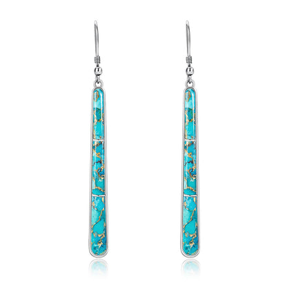 Turquoise Earrings for Women 925 Sterling Silver Gemstones Dangle Earrings Bohemian Style Statement Bar Earrings Dangle Earrings for Women Earrings Valentines Gifts